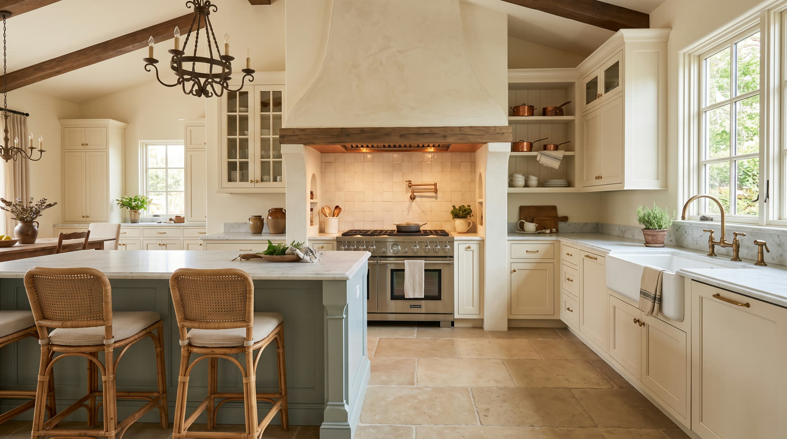 Thermador range in a European farmhouse kitchen