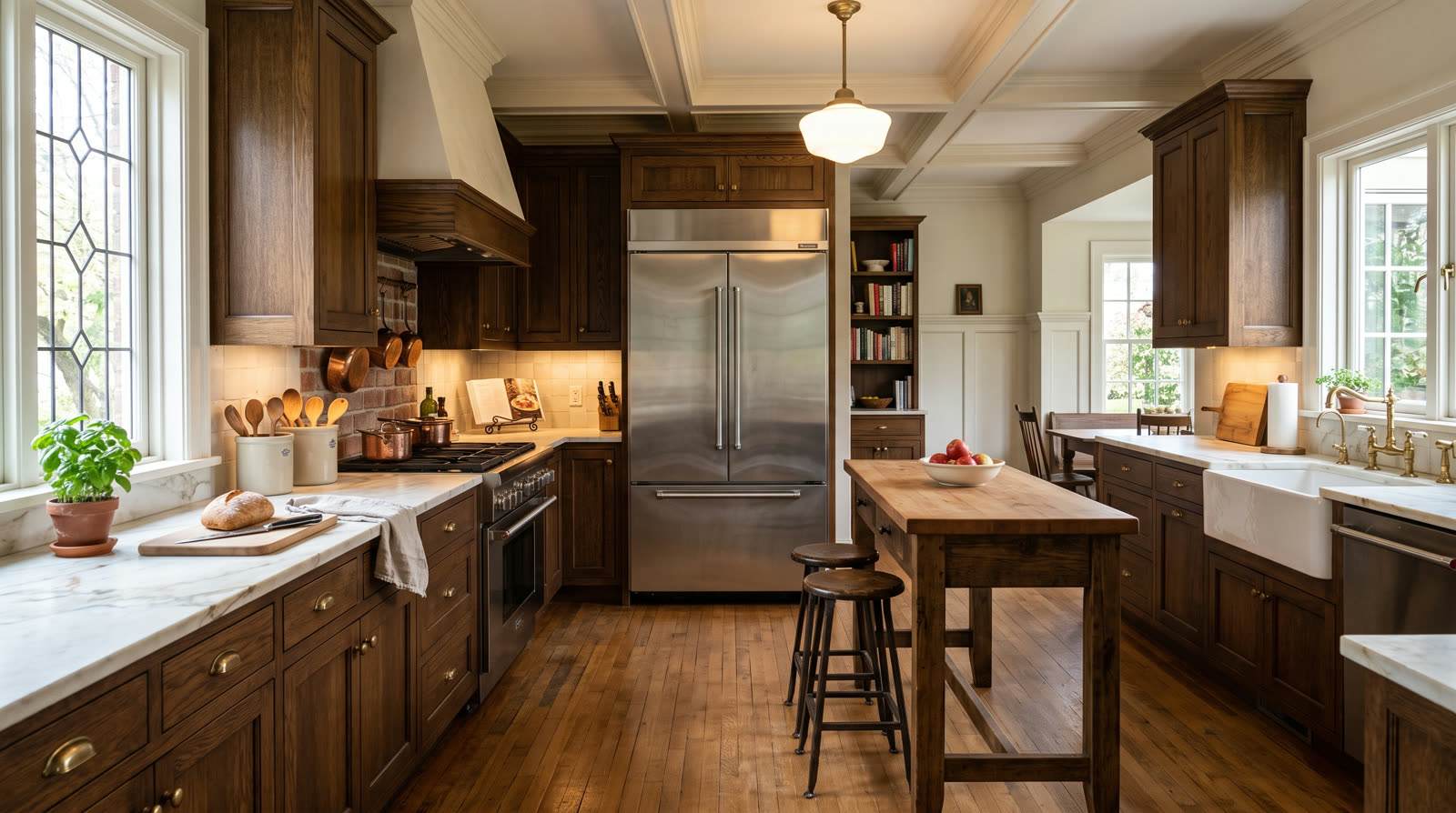 Thermador refrigerator in a craftsman kitchen